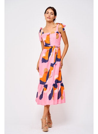 Abstract Print Apron Dress