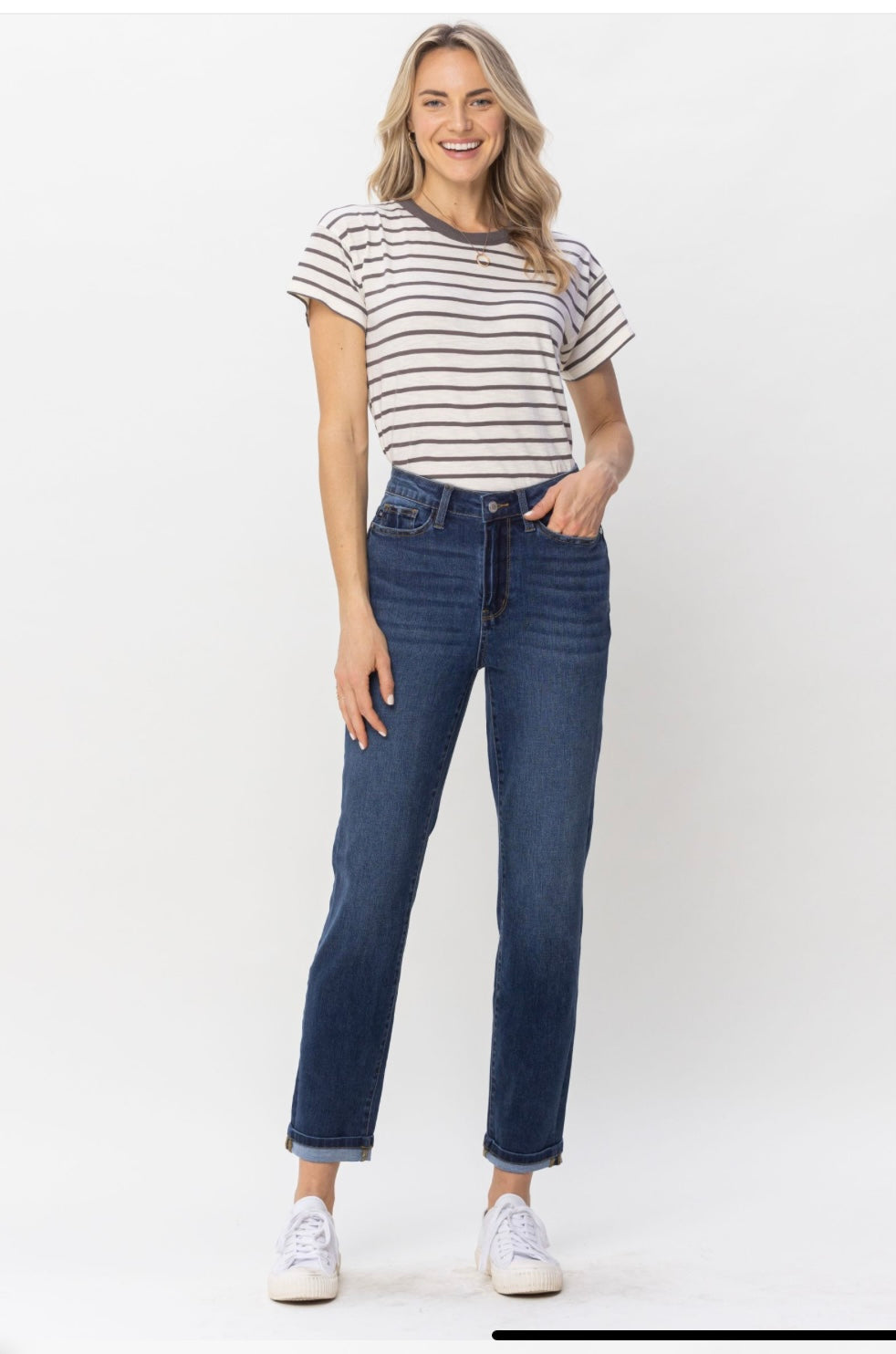 Judy Blue High Waist Cool Denim Cuff Bf